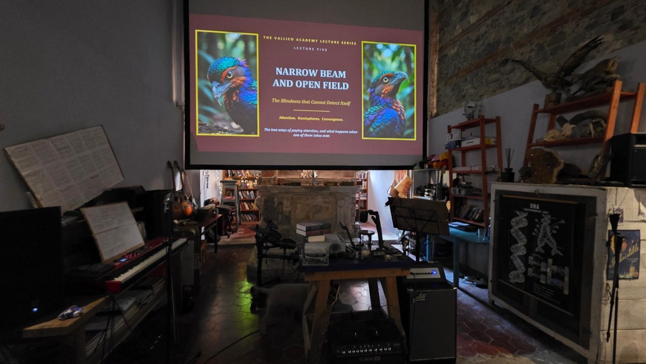 The former church at Vallico Academy prepared for a lecture