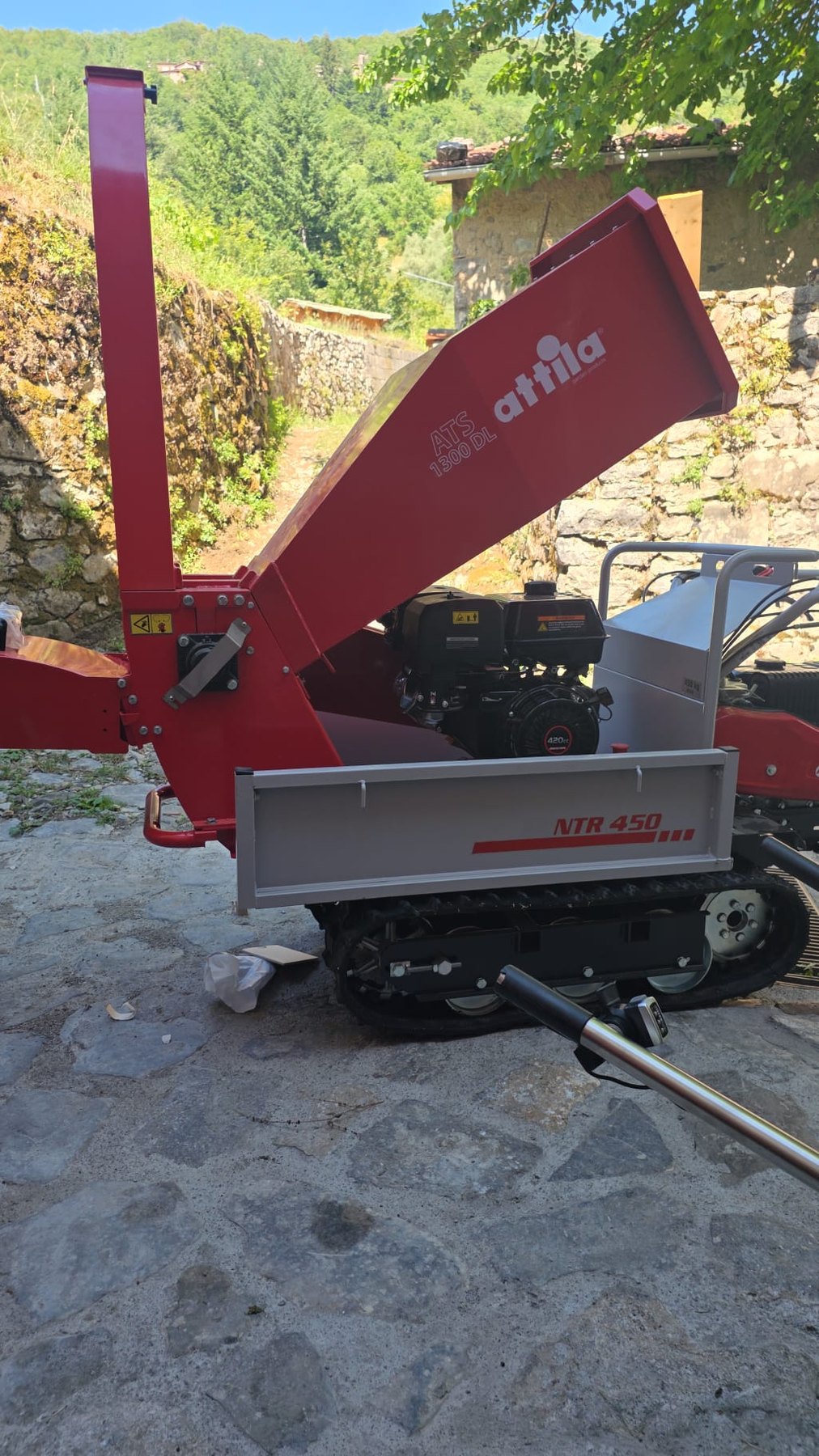 Woodchipper and tracked carrier at Vallico